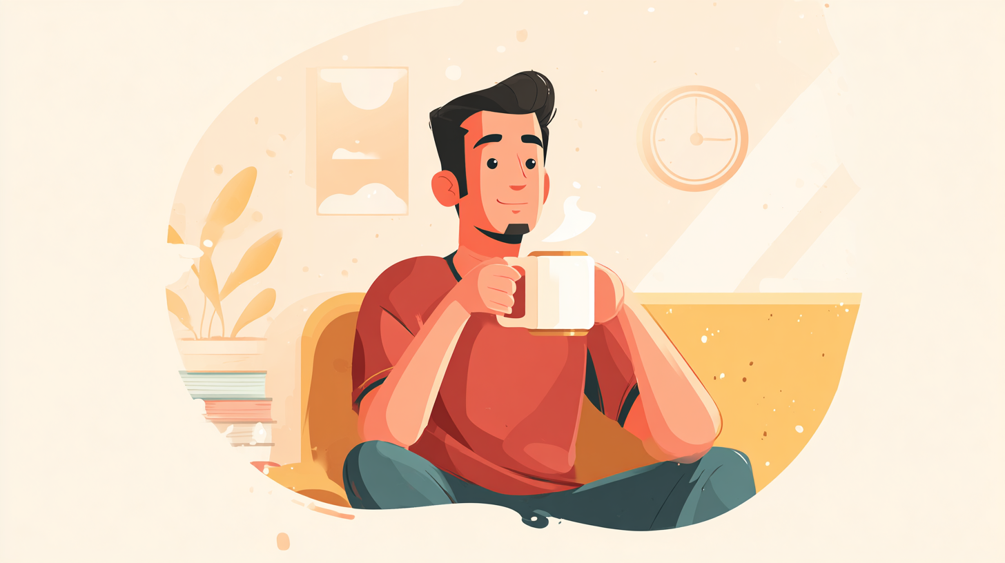 Person drinking coffee illustration